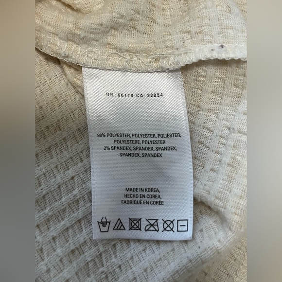Anthropologie Textured Cream Off White Woven Tee T-Shirt Boho - Picture 6 of 6
